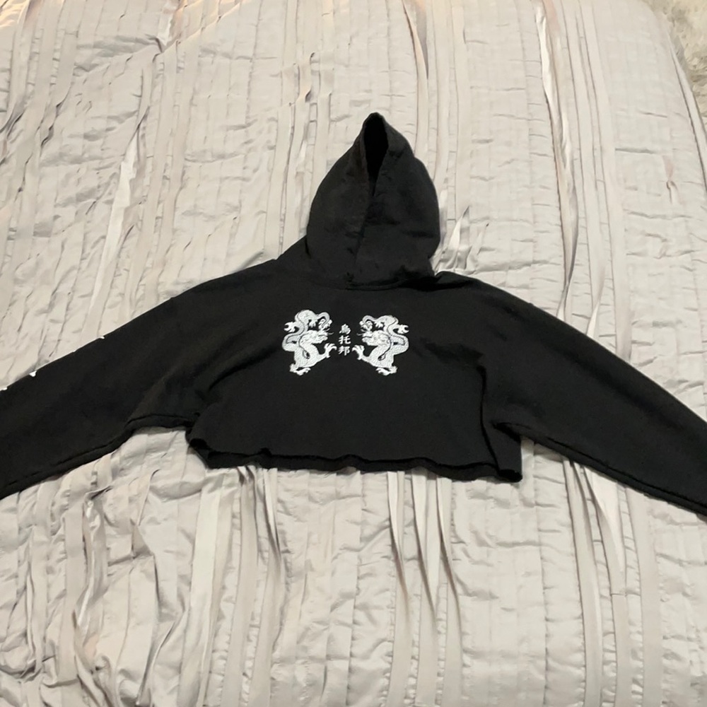 Cropped black hoodie